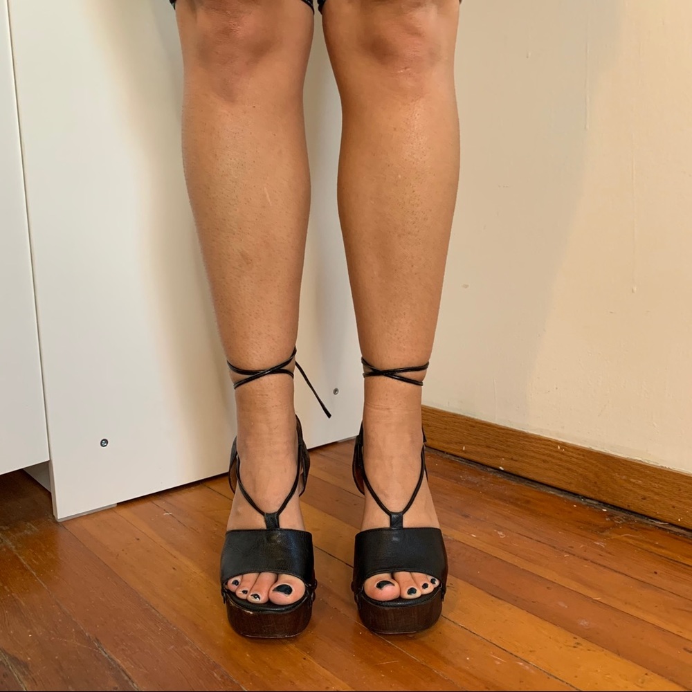 Marina Grey Strap Leather Split Platform - image 4